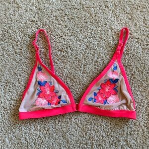Victoria's Secret Pink & Tan Floral Embroidered Bralette